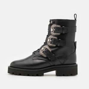 The Kooples Black Leather Triple Buckle Boots